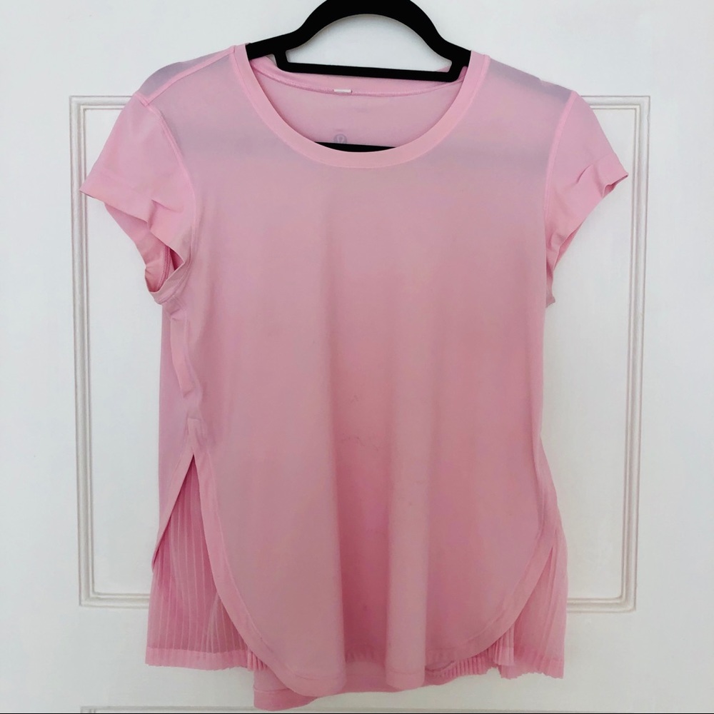 Lululemon Pink Top with Pleated Detail